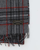 Grey Checked Fringed Scarf