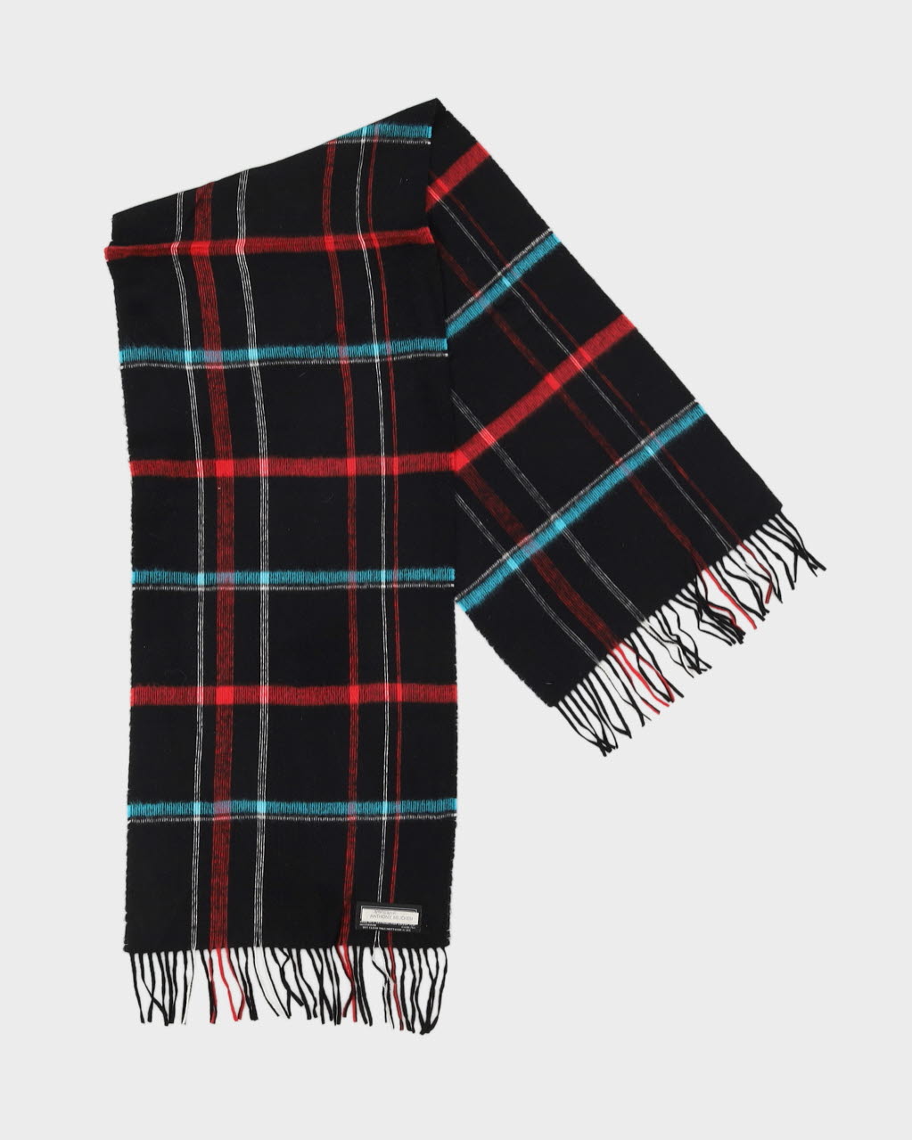 Black Checked Fringed Scarf