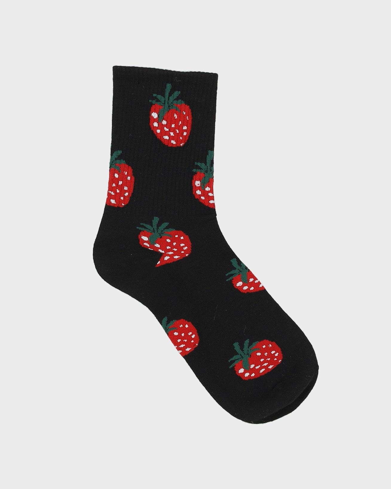 Black All Over Strawberry Pattern - Socks
