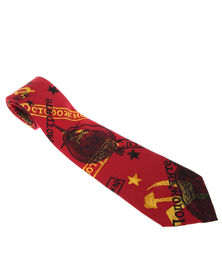 Red Silk Manhattan Beatles Back in the USSR Tie