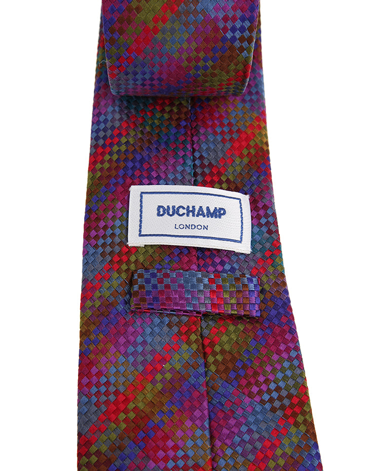 Vintage Duchamp square print silk tie