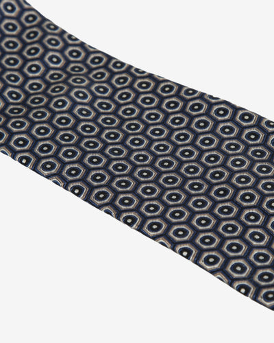 Hugo Boss Navy /White /Black Floral Repeat Pattern Silk Tie