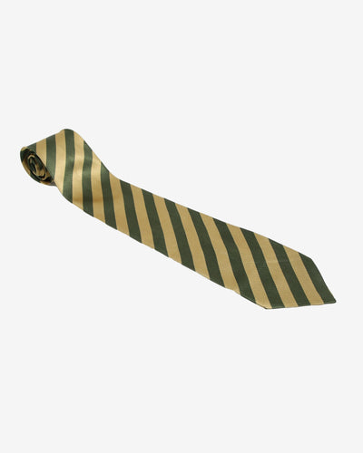 Hugo Boss Green / Yellow Repeat Pattern Silk Tie