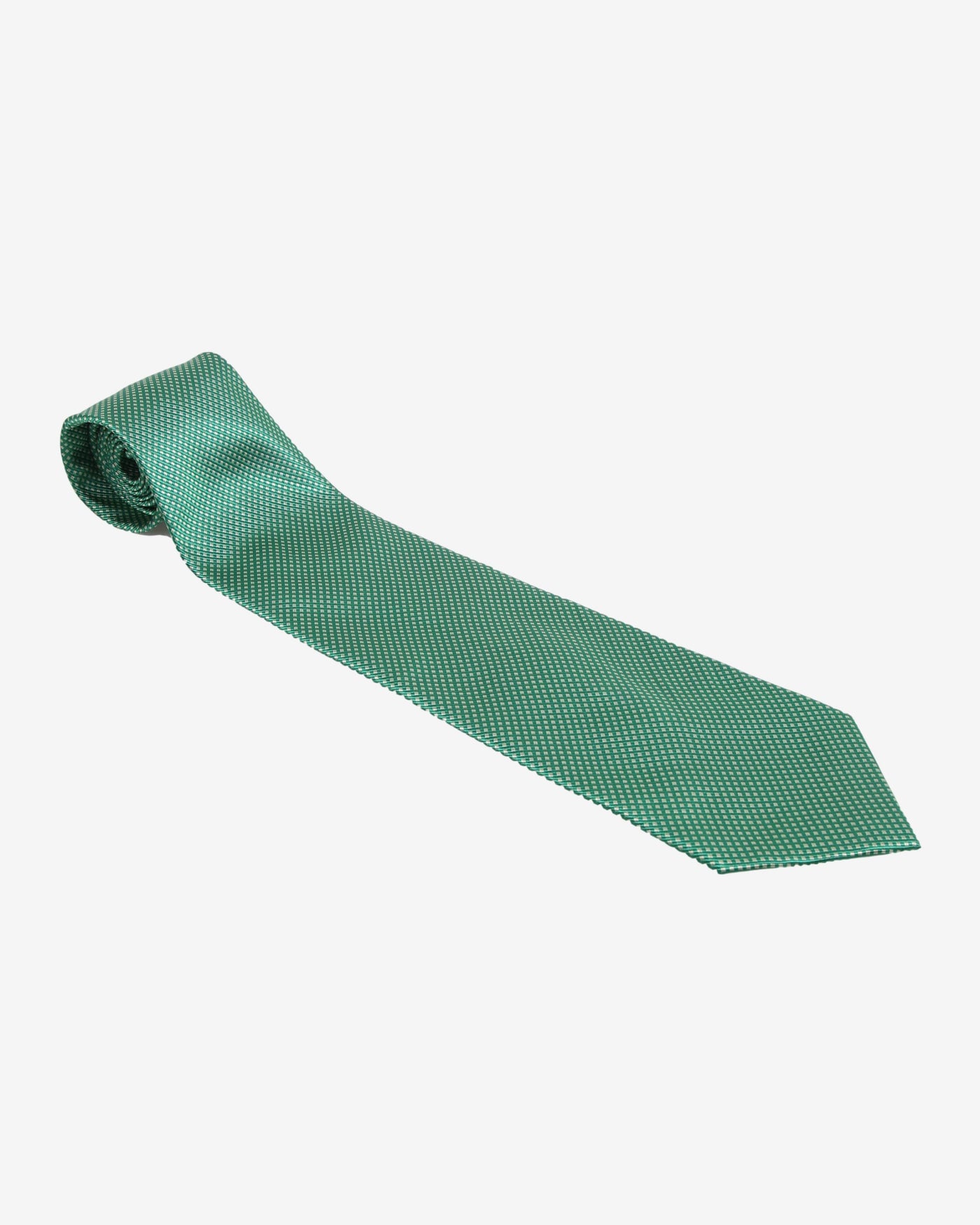 Ermenegildo Zegna Green Patterned Silk Tie