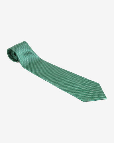 Ermenegildo Zegna Green Patterned Silk Tie
