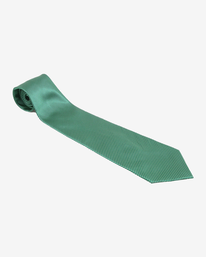 Ermenegildo Zegna Green Patterned Silk Tie
