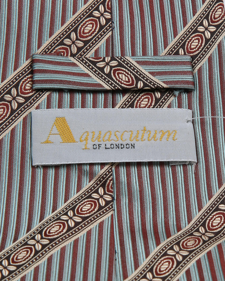 Vintage Aquascutum Baby Blue / Brown Pinstripe Tie