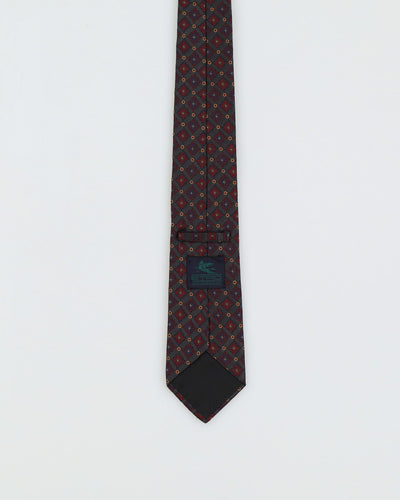 Vintage 90s Etro Grey Patterned Tie