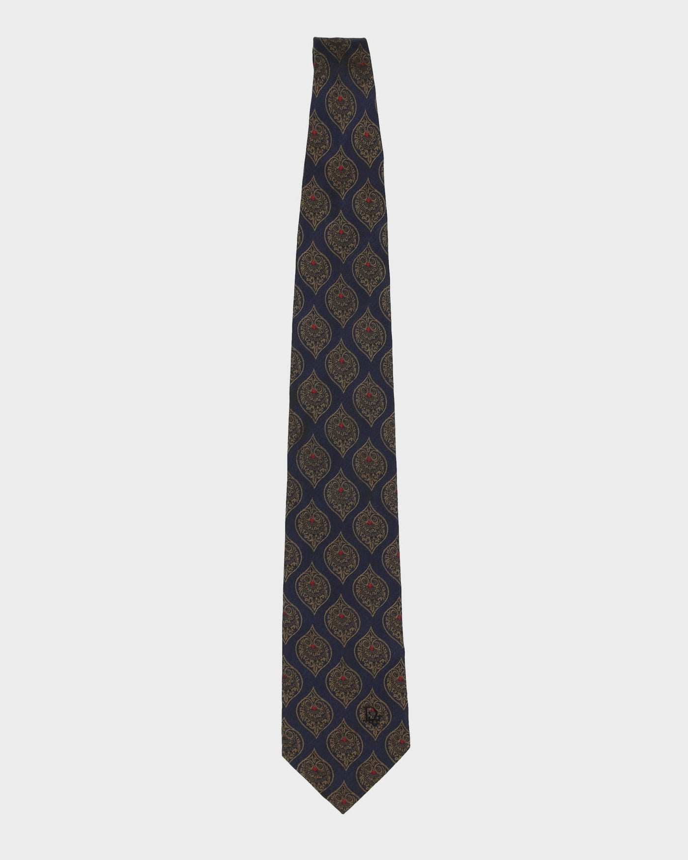 Christian Dior Navy Patterned Silk Tie