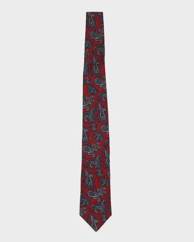 Christian Dior Red Paisley Patterned Silk Tie