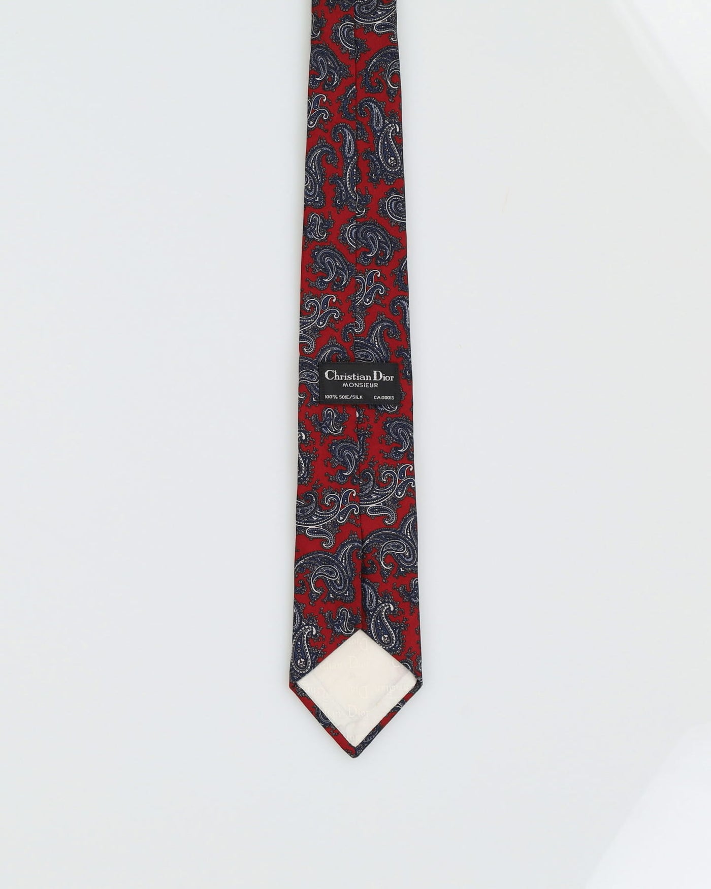 Christian Dior Red Paisley Patterned Silk Tie