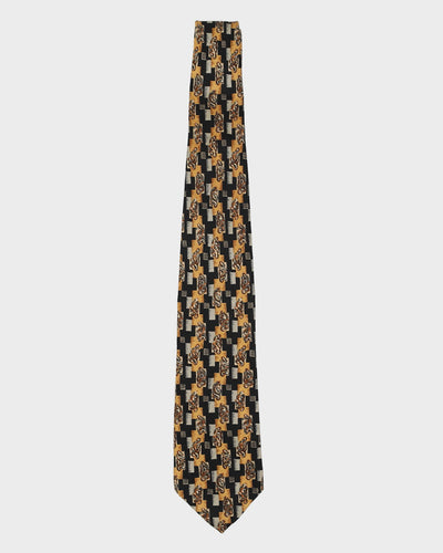Christian Dior Black / Gold Patterned Silk Tie