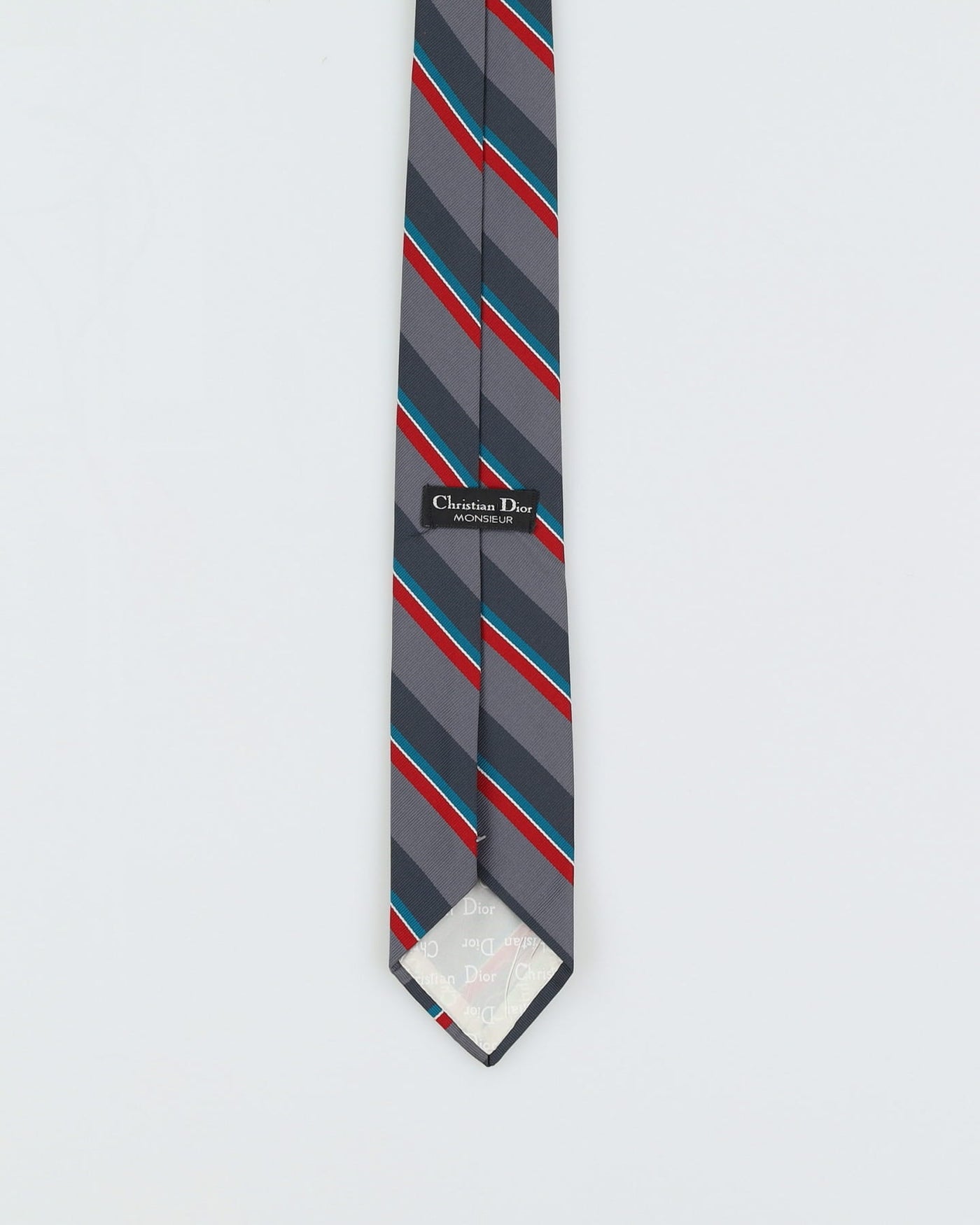 Christian Dior Grey Stripe Patterned Tie