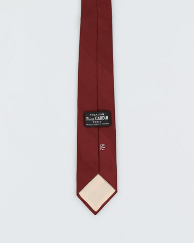 Vintage 90s Pierre Cardin Burgundy Silk Tie