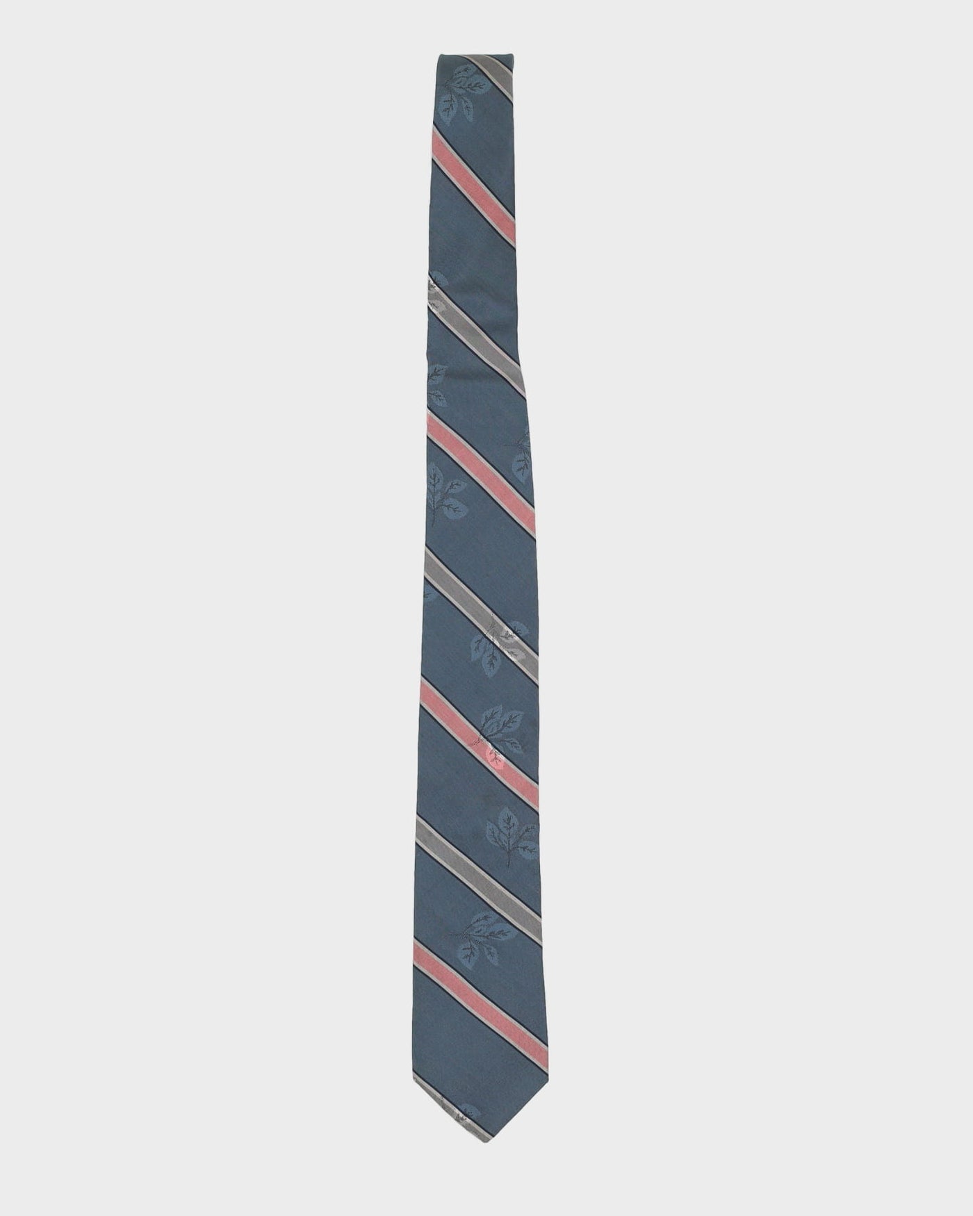 Vintage 80s Gucci Blue Stripe Patterned Silk Tie