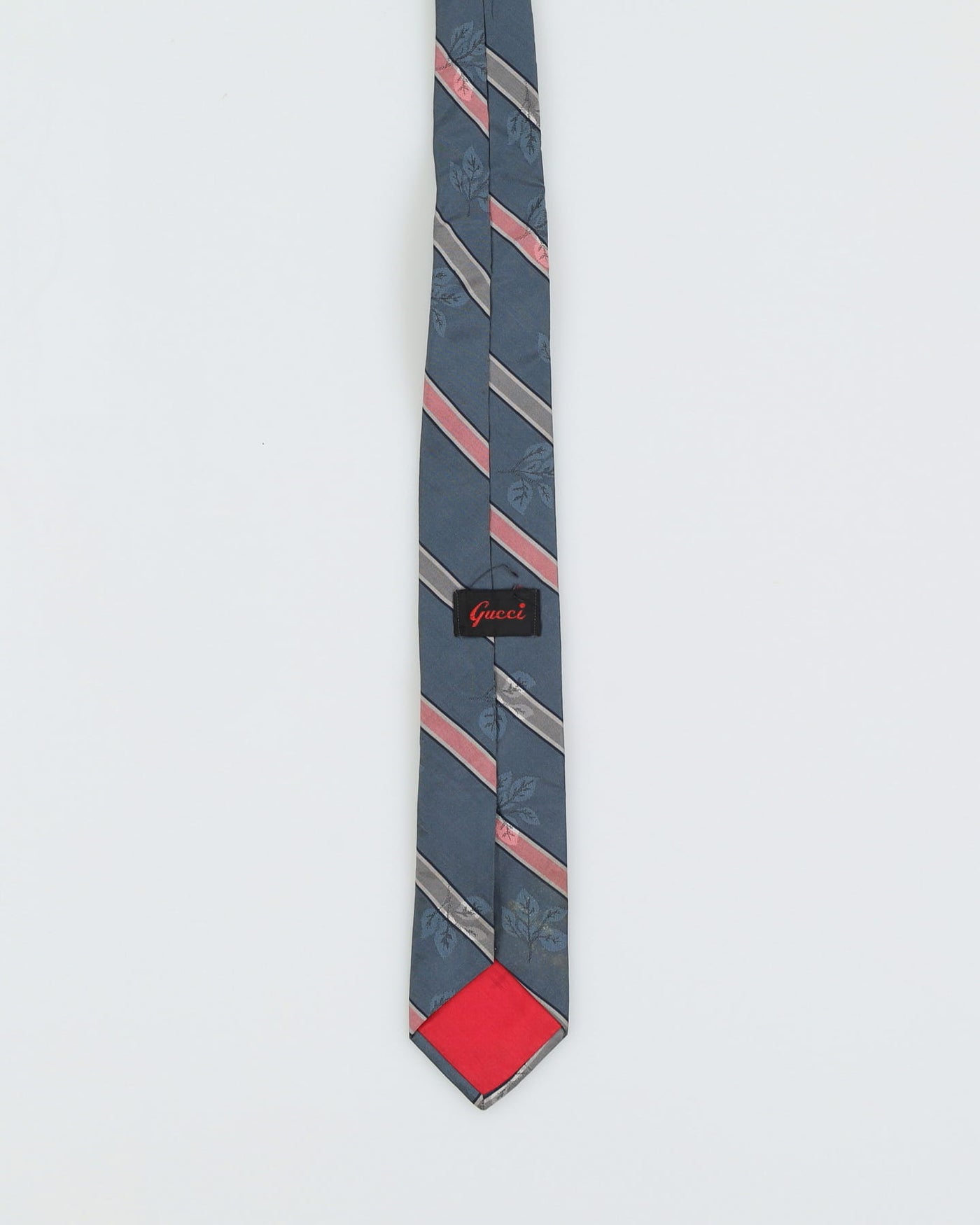 Vintage 80s Gucci Blue Stripe Patterned Silk Tie