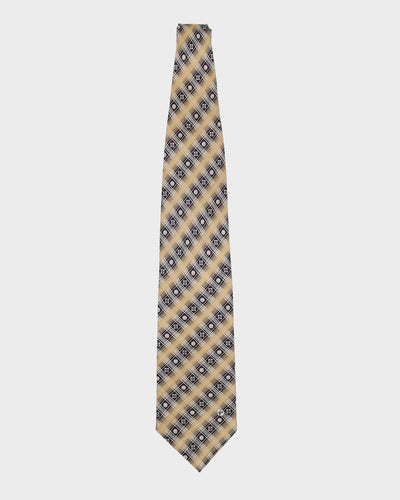 Versace Classic Yellow / Black Patterned Silk Tie