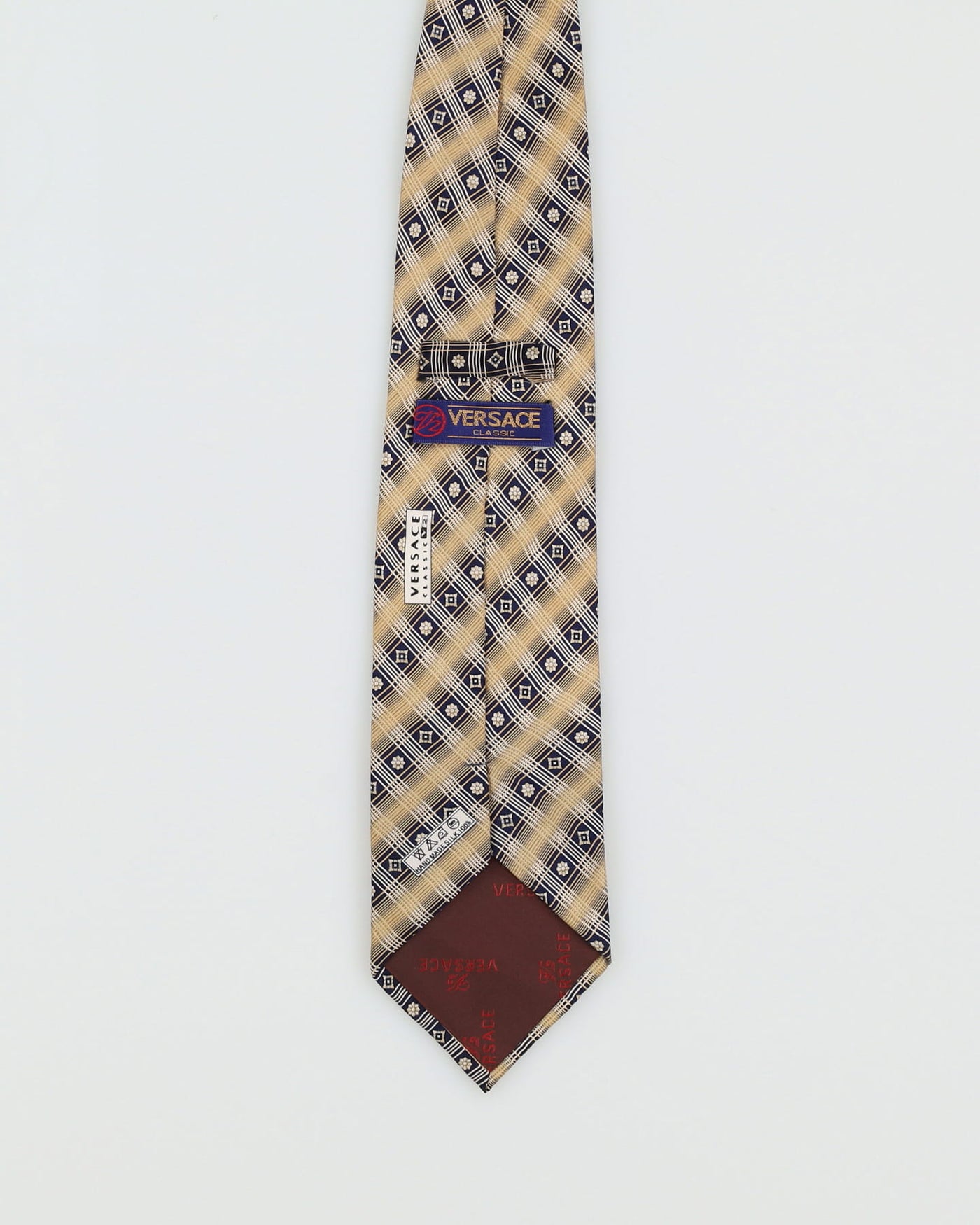 Versace Classic Yellow / Black Patterned Silk Tie