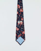 Vintage 90s Pierre Balmain Navy Floral Patterned Silk Tie