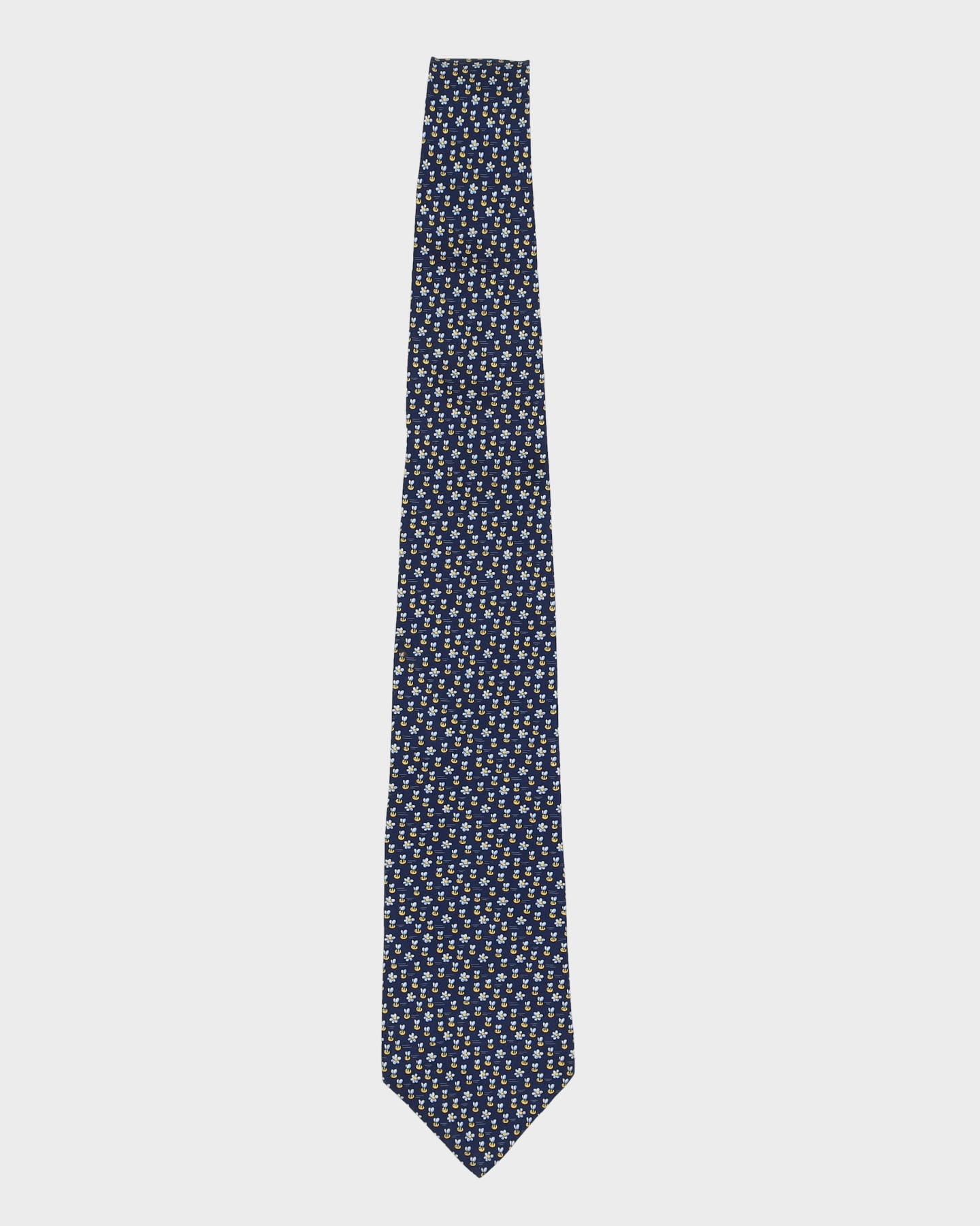 Salvatore Ferragamo Navy Bee Patterned Silk Tie