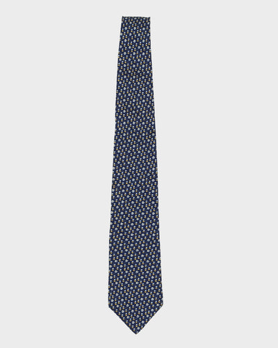 Salvatore Ferragamo Navy Bee Patterned Silk Tie