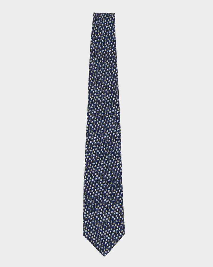 Salvatore Ferragamo Navy Bee Patterned Silk Tie