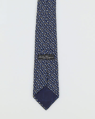 Salvatore Ferragamo Navy Bee Patterned Silk Tie