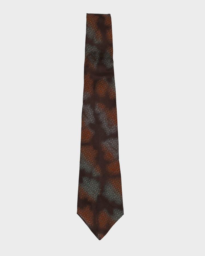 Hardy Amies Brown Patterned Silk Tie