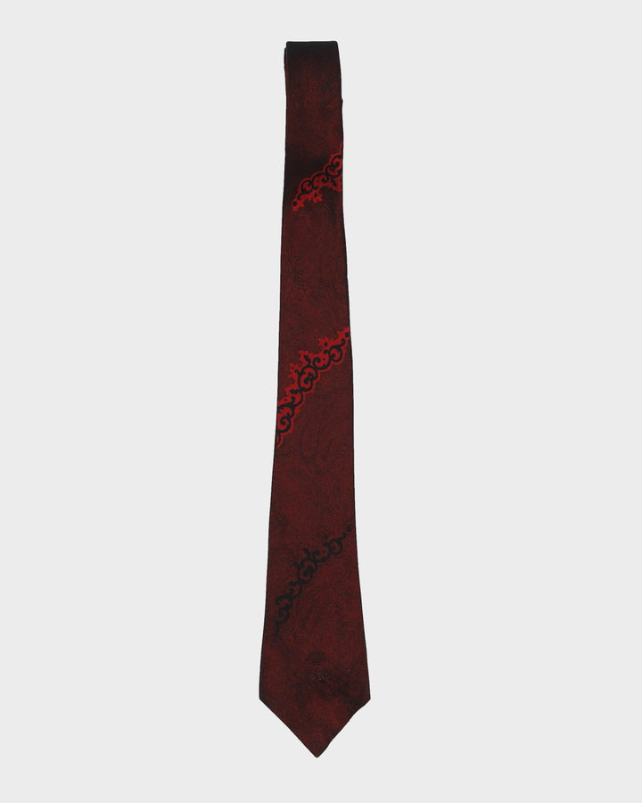 Vintage 60s Dark Red Patterned Tie