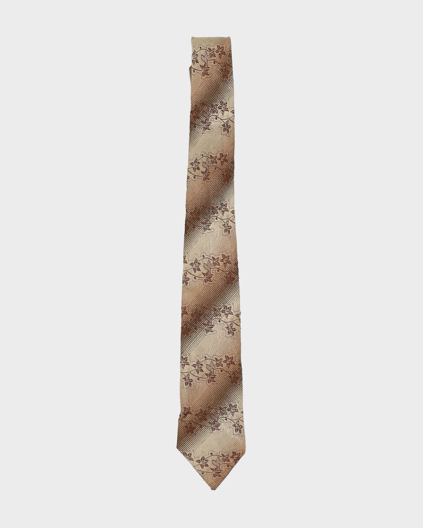 Vintage 60s Brown / Beige  Floral Patterned Tie