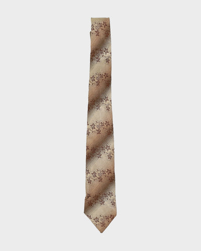 Vintage 60s Brown / Beige  Floral Patterned Tie