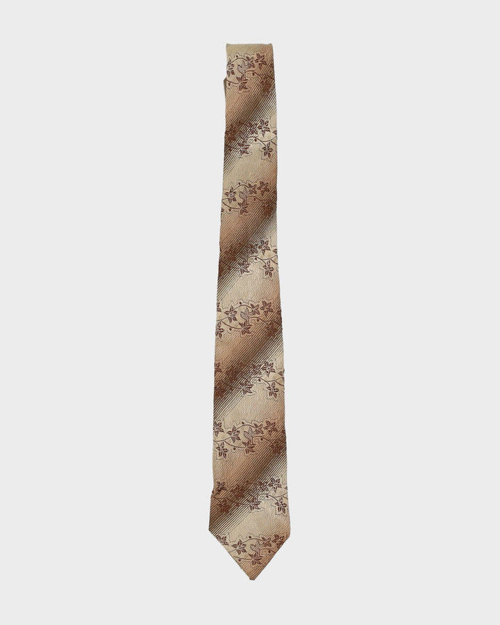 Vintage 60s Brown / Beige  Floral Patterned Tie