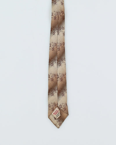 Vintage 60s Brown / Beige  Floral Patterned Tie
