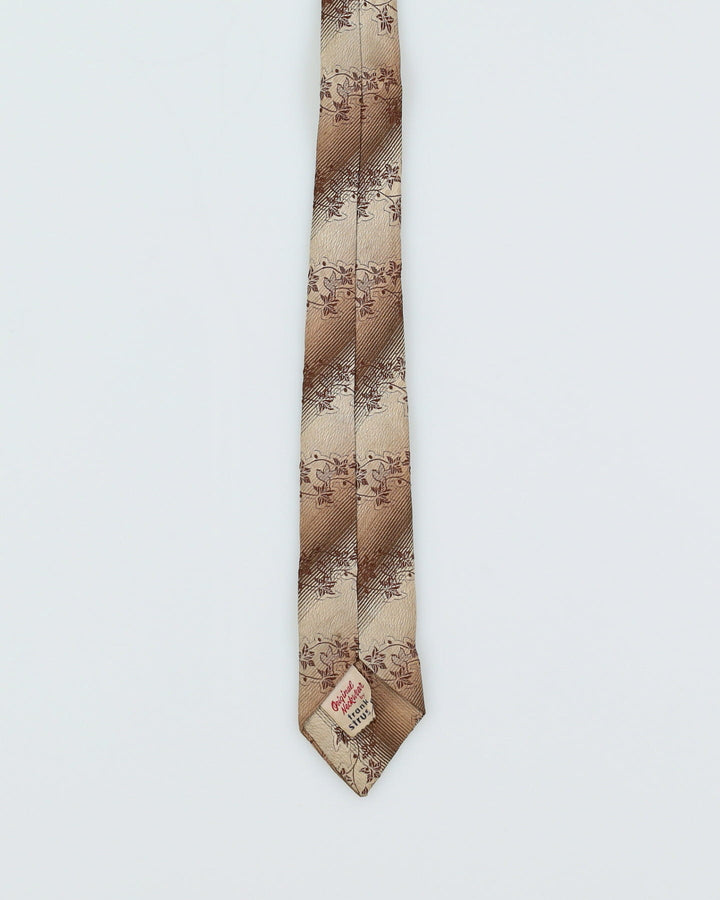 Vintage 60s Brown / Beige  Floral Patterned Tie