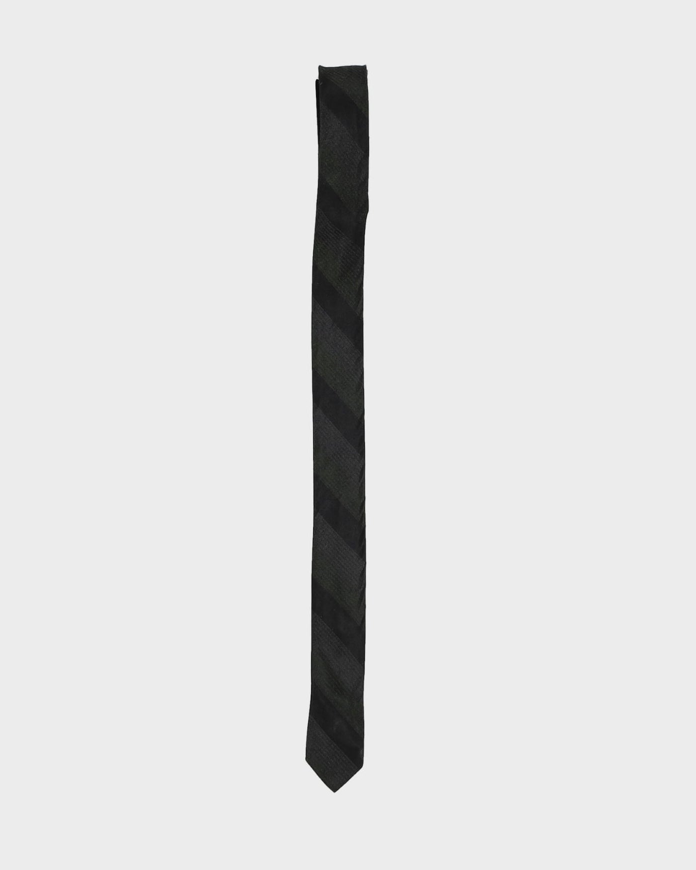 Vintage 60s Navy / Green Stripe Patterned Skinny Tie