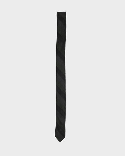 Vintage 60s Navy / Green Stripe Patterned Skinny Tie