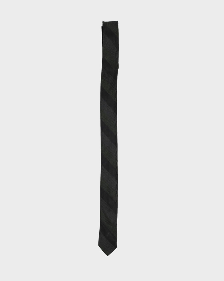 Vintage 60s Navy / Green Stripe Patterned Skinny Tie