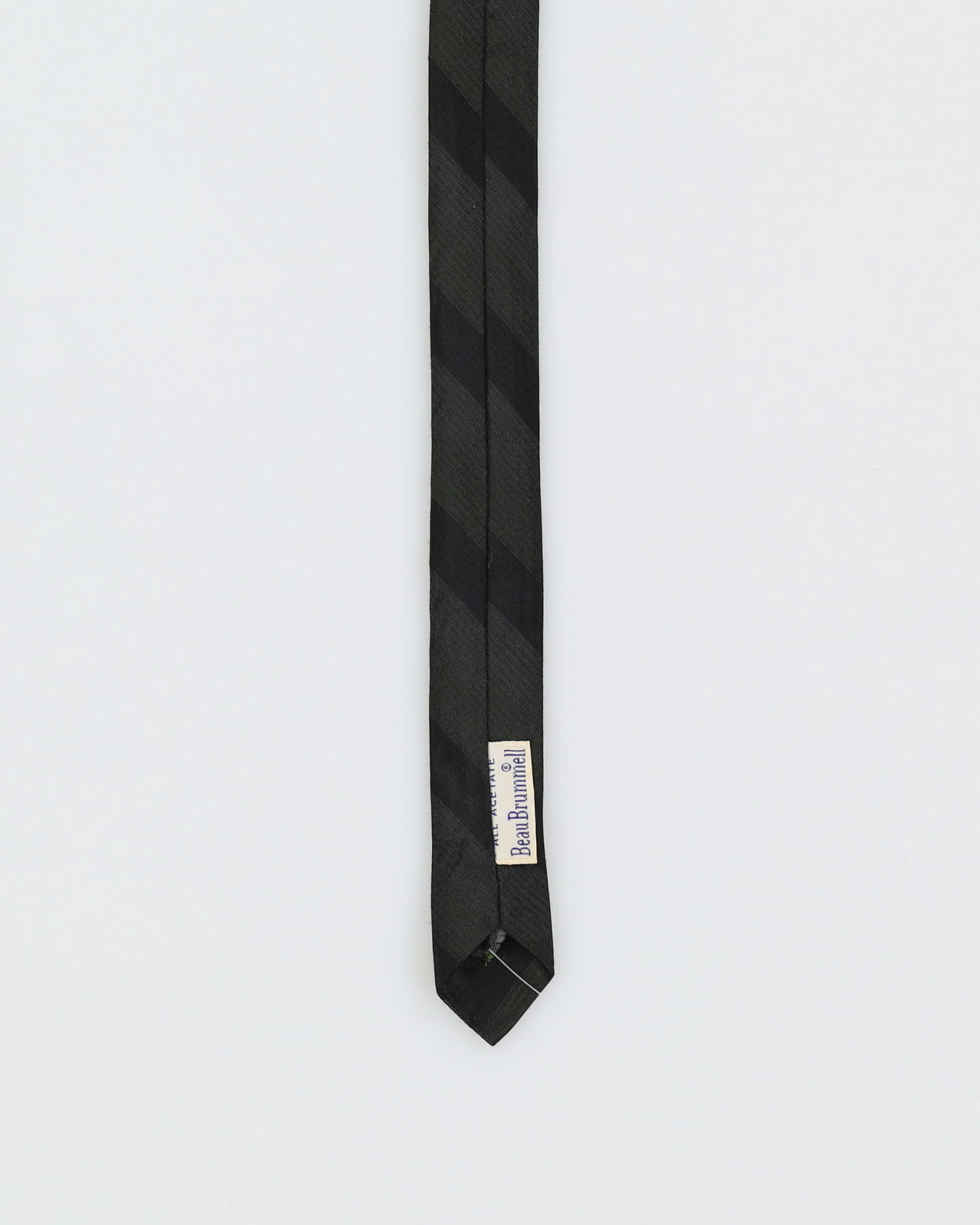 Vintage 60s Navy / Green Stripe Patterned Skinny Tie