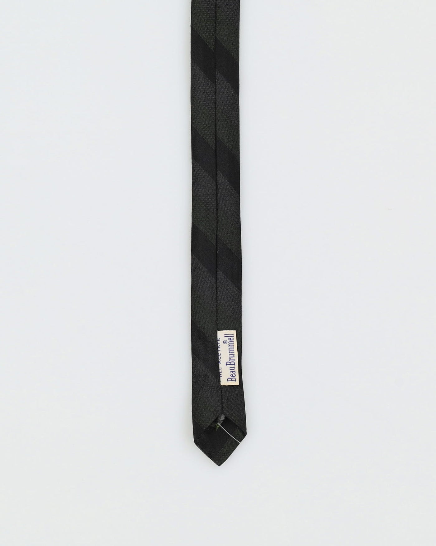 Vintage 60s Navy / Green Stripe Patterned Skinny Tie