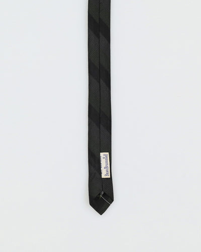 Vintage 60s Navy / Green Stripe Patterned Skinny Tie