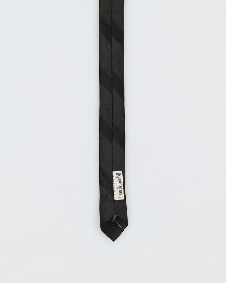Vintage 60s Navy / Green Stripe Patterned Skinny Tie
