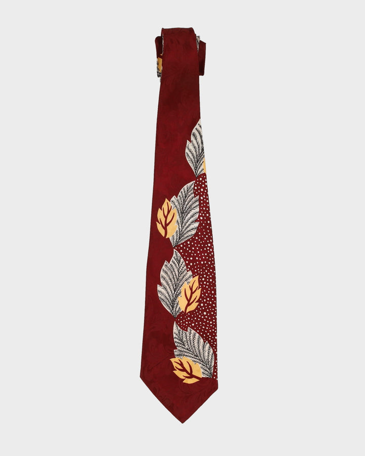 Vintage 30s / 40s Burgundy Floral Patterned Tie