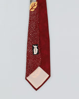 Vintage 30s / 40s Burgundy Floral Patterned Tie