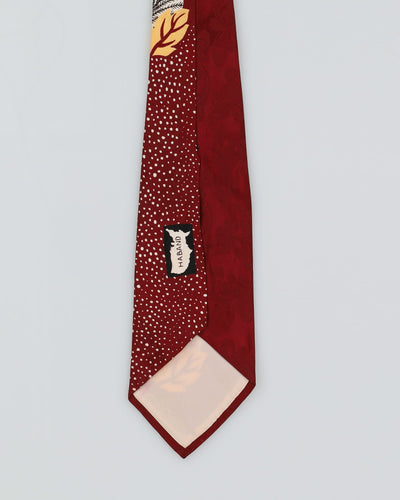 Vintage 30s / 40s Burgundy Floral Patterned Tie