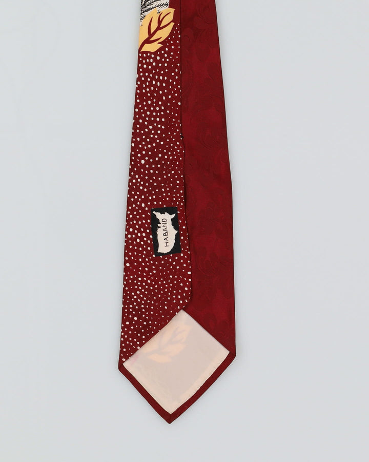 Vintage 30s / 40s Burgundy Floral Patterned Tie