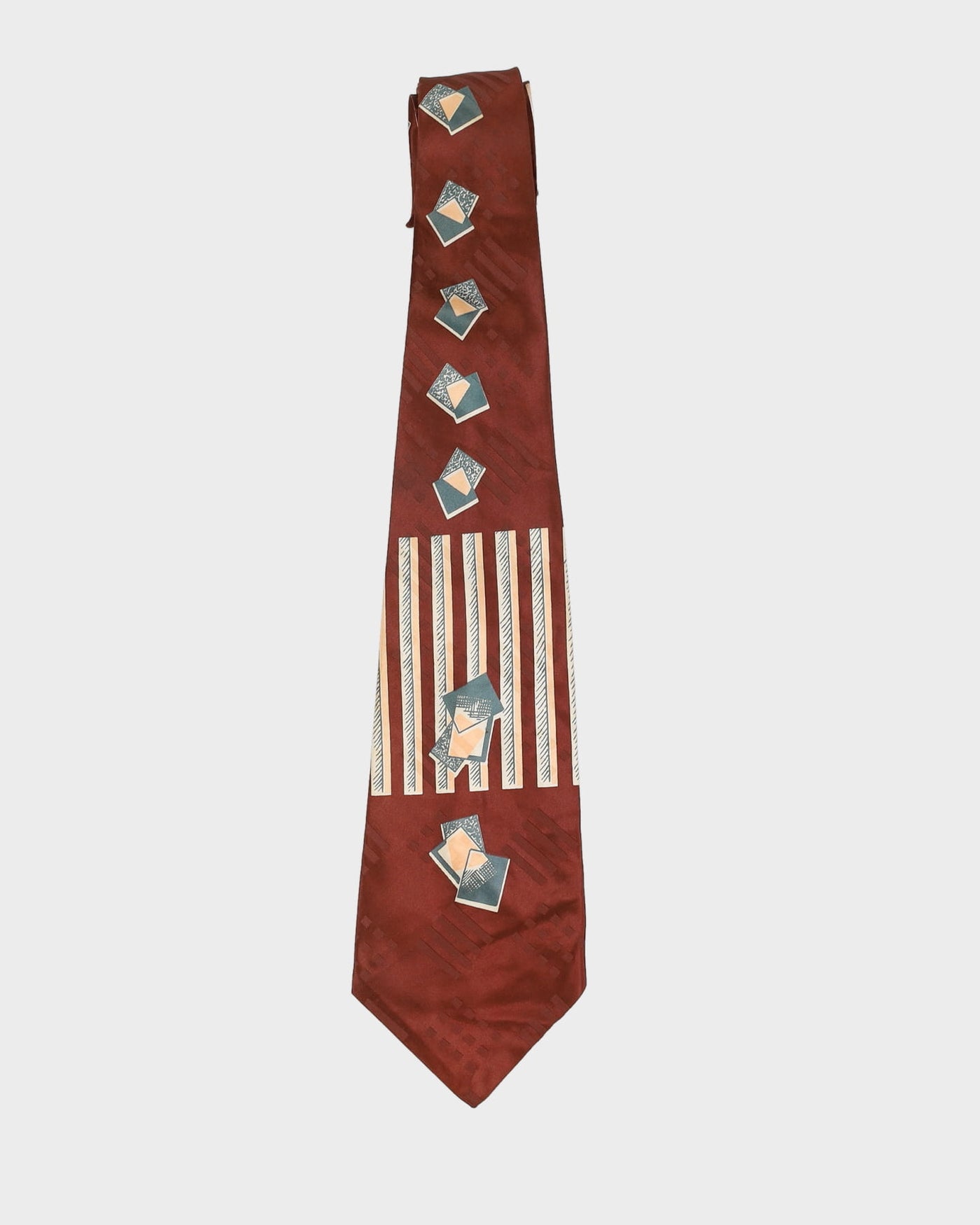 Cravatta vintage in seta – Motivo a frammenti astratti anni '40, fatta a mano - Italia Cravatta vintage in seta – Motivo a frammenti astratti anni '40, fatta a mano - Italia