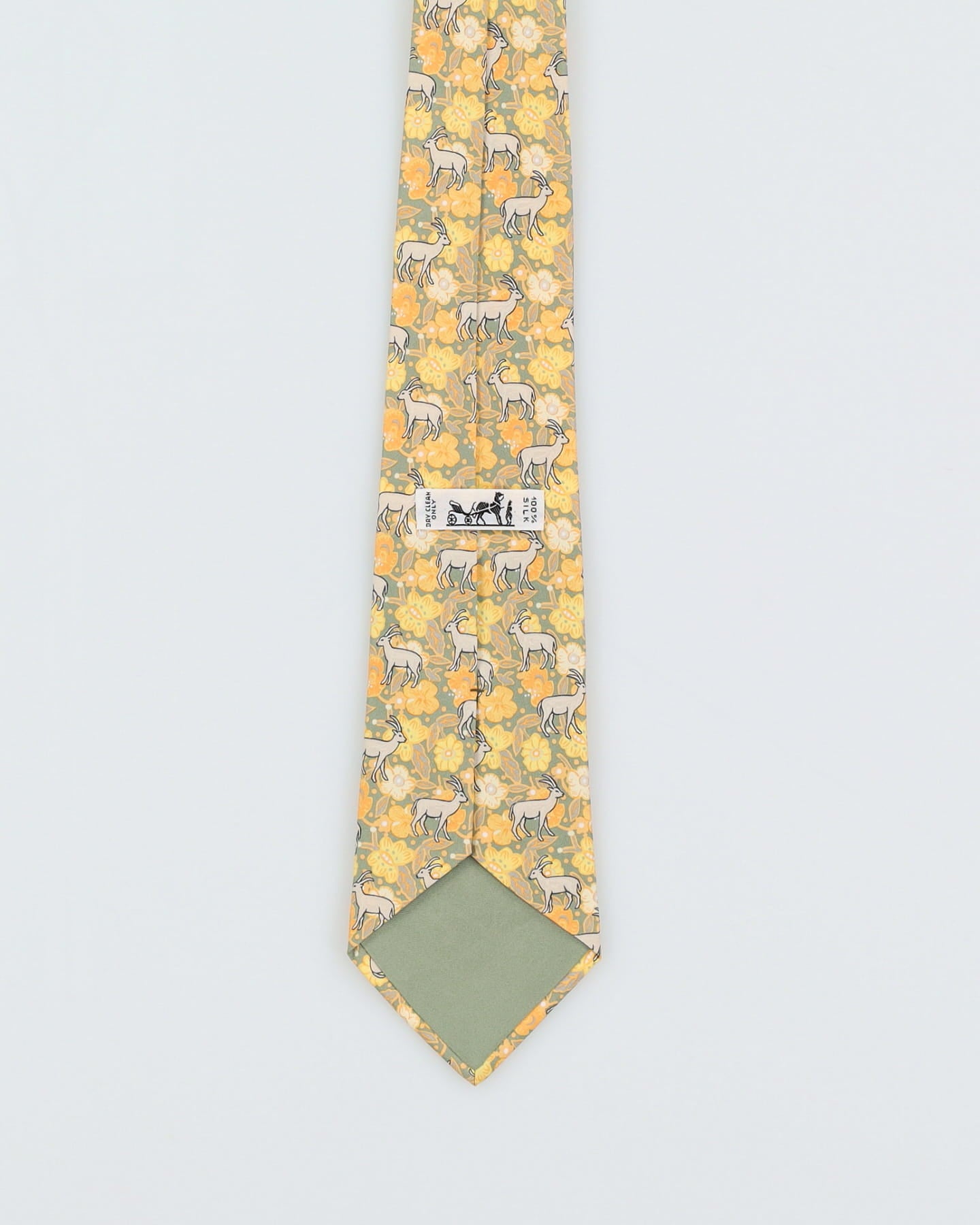 Hermes Yellow Deer Patterned Tie