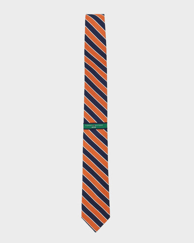 Tommy Hilfiger Orange And Navy Striped Tie
