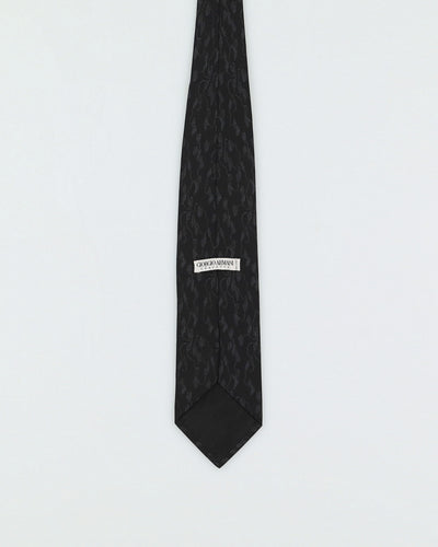 Giorgio Armani Black Patterned Silk Tie
