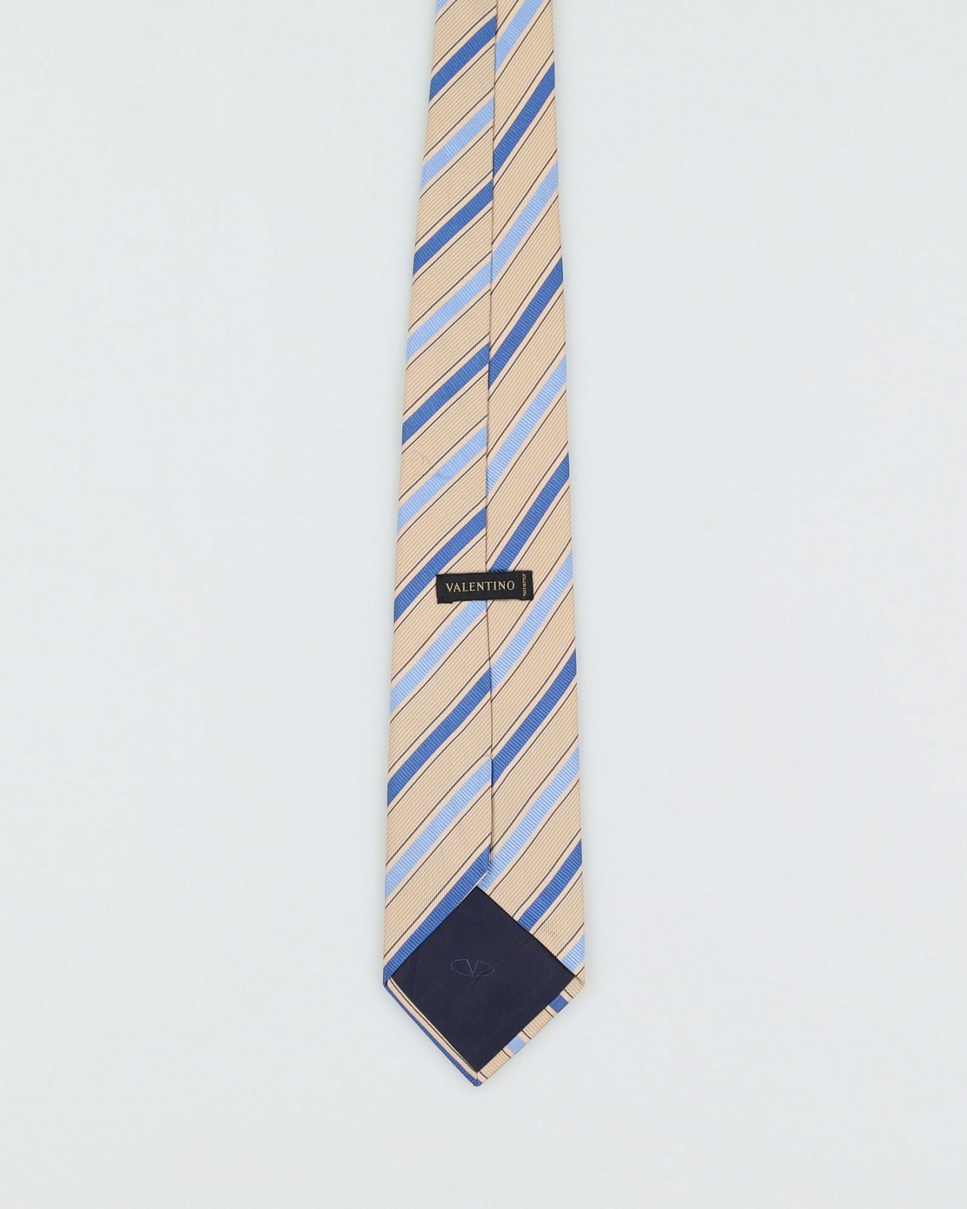 Valentino Blue And Beige Silk Tie